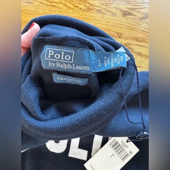 NWT Women’s Polo Ralph Lauren Logo Turtleneck Sweater in hunter navy, size large - Picture 8 of 15